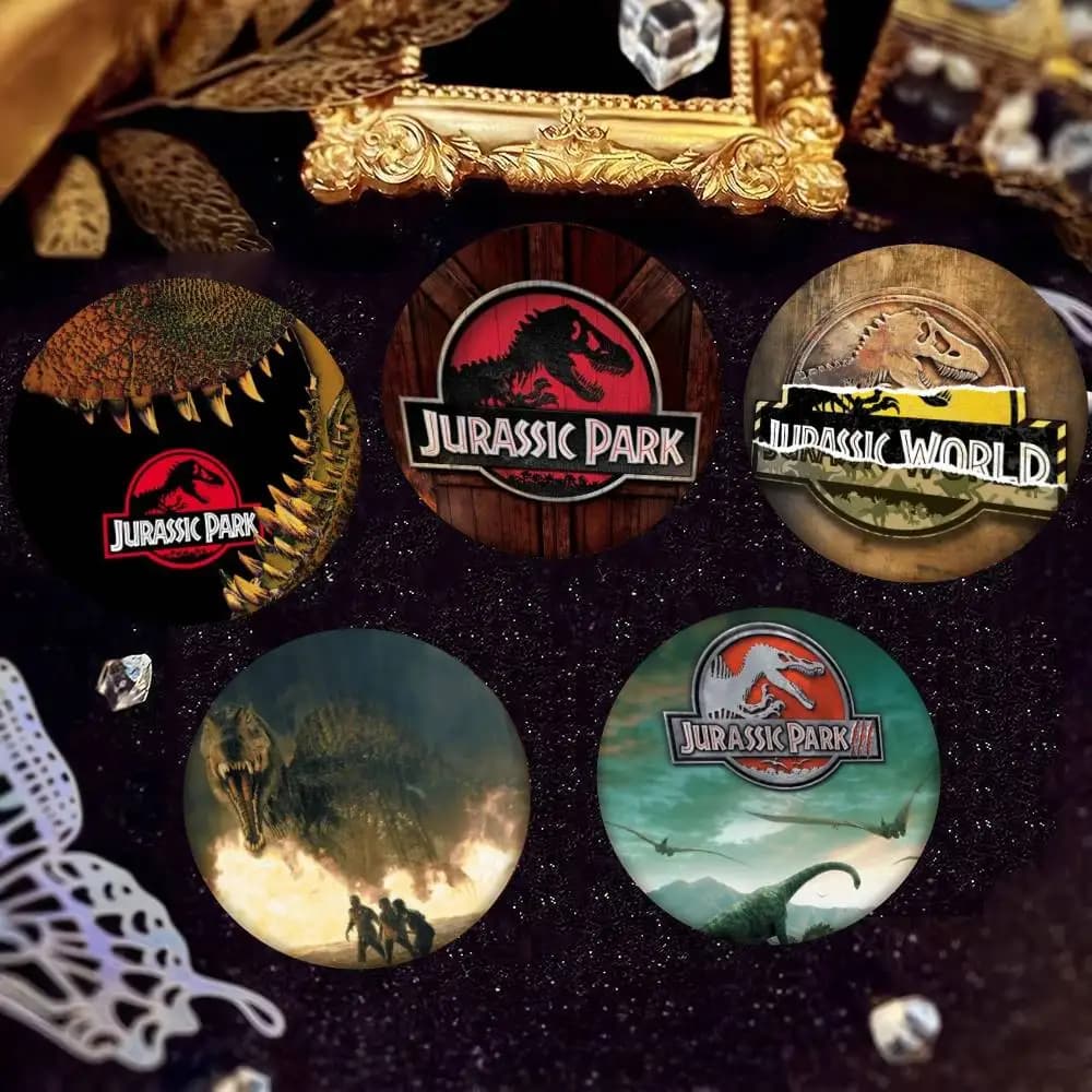 Movie J-Jurassic Dinosaur Park Badge Tinplate Coin Brooch Clothing Backpack Accessories Lapel Pin