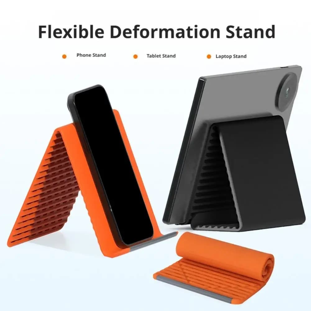 Supporto da scrivania in silicone morbido e pieghevole, portatile, antiscivolo e stabile per telefono, tablet e laptop