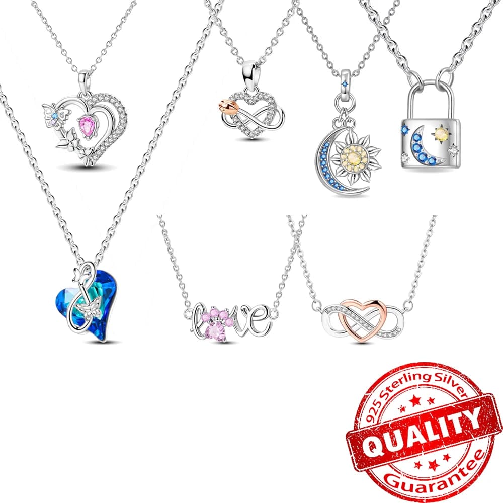 Romantico collana d'amore con stella e luna a forma di cuore in argento sterling 925, un regalo prezioso che trasporta benedizioni