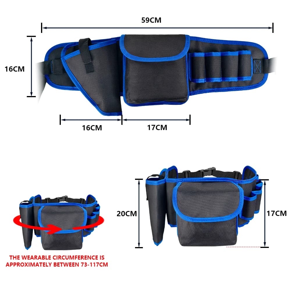 Cintura Porta Attrezzi Regolabile, Borsa Multiuso da Cintura con Tasche Multiple per Carpentieri