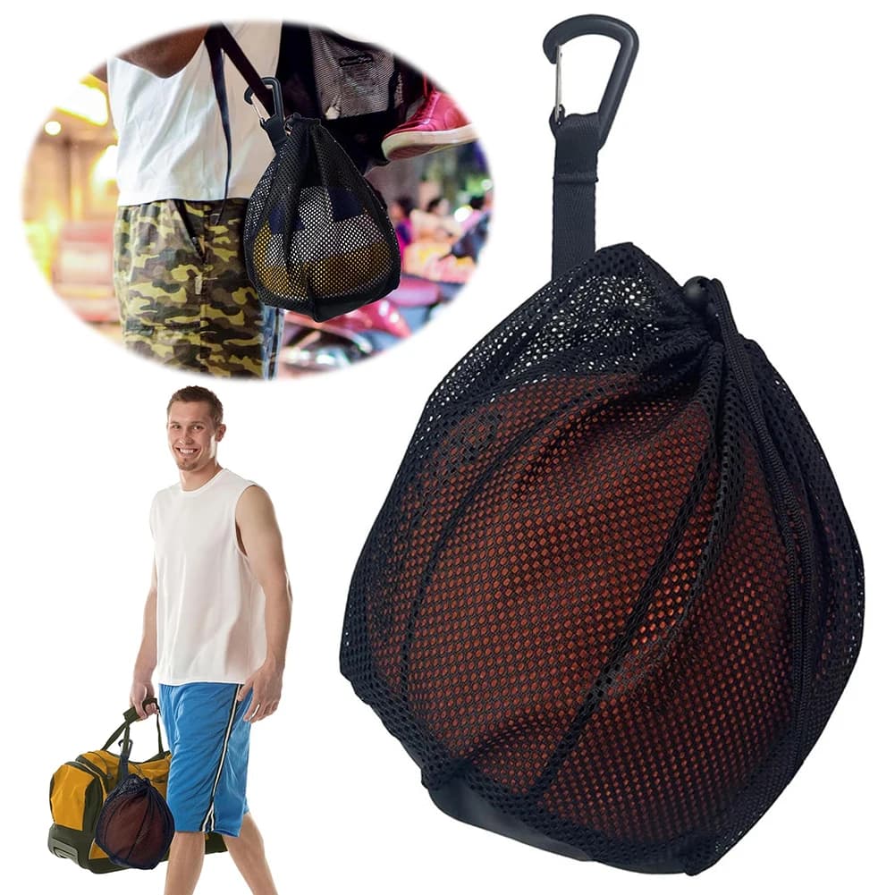 Ball Storage Bag with Clip Mesh Carry Bag with Zipper Pocket Sports Ball Bag for Carrying Basketball Volleyball Soccer Football