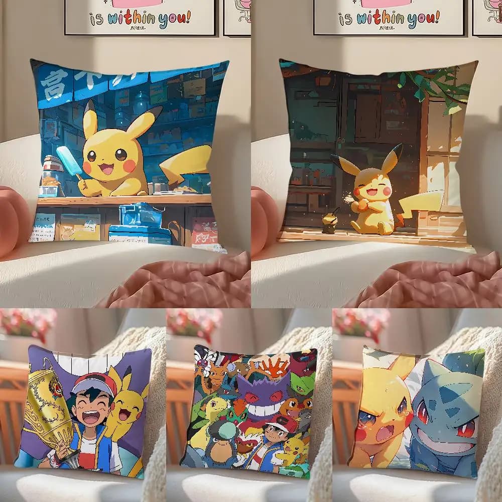 Pokemon Reshiram Anime Plush Pillow Cover Soft Short Plush Cushion Cover For Sofa Bedroom Home Decor Gift Decoration