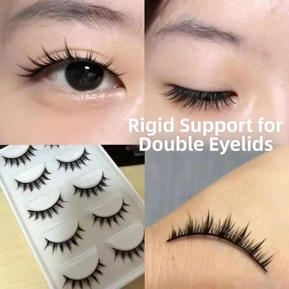Ciglia Finte Nere Stile Little Devil 9-10MM Curvatura C, Extension Ciglia Fai-da-te Riutilizzabili per Cosplay e Uso Quotidiano