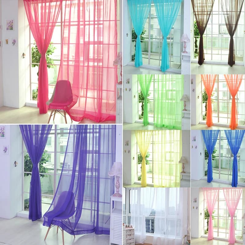 Transparent Window Gauze Solid Color Wedding Glass Gauze Household Products Light Luxury Style Easy to Install Curtains Supplies
