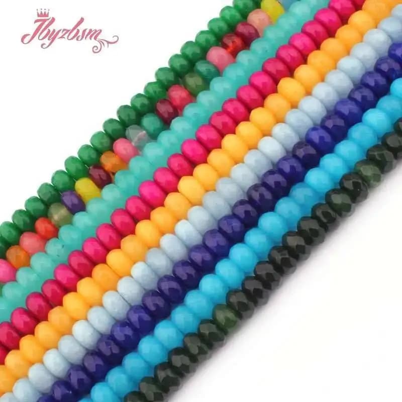5x8mm Faceted Jade Washers Stone Beads for DIY Necklace Bracelets Creating Jewelry loose 15 inch spacer