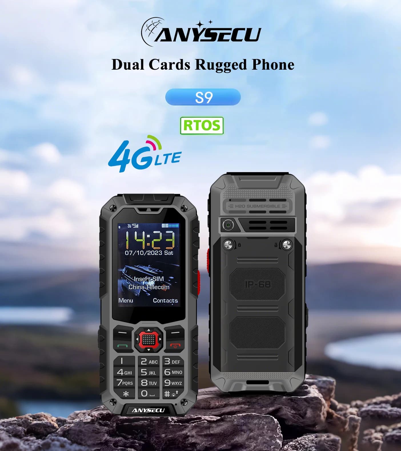 VENDITA ANYSCUE Dual Card 4G POC Robusto Walkie Talkie Sistema RTOS Radio FM 4000mAh IP68 Radio impermeabile per Realptt