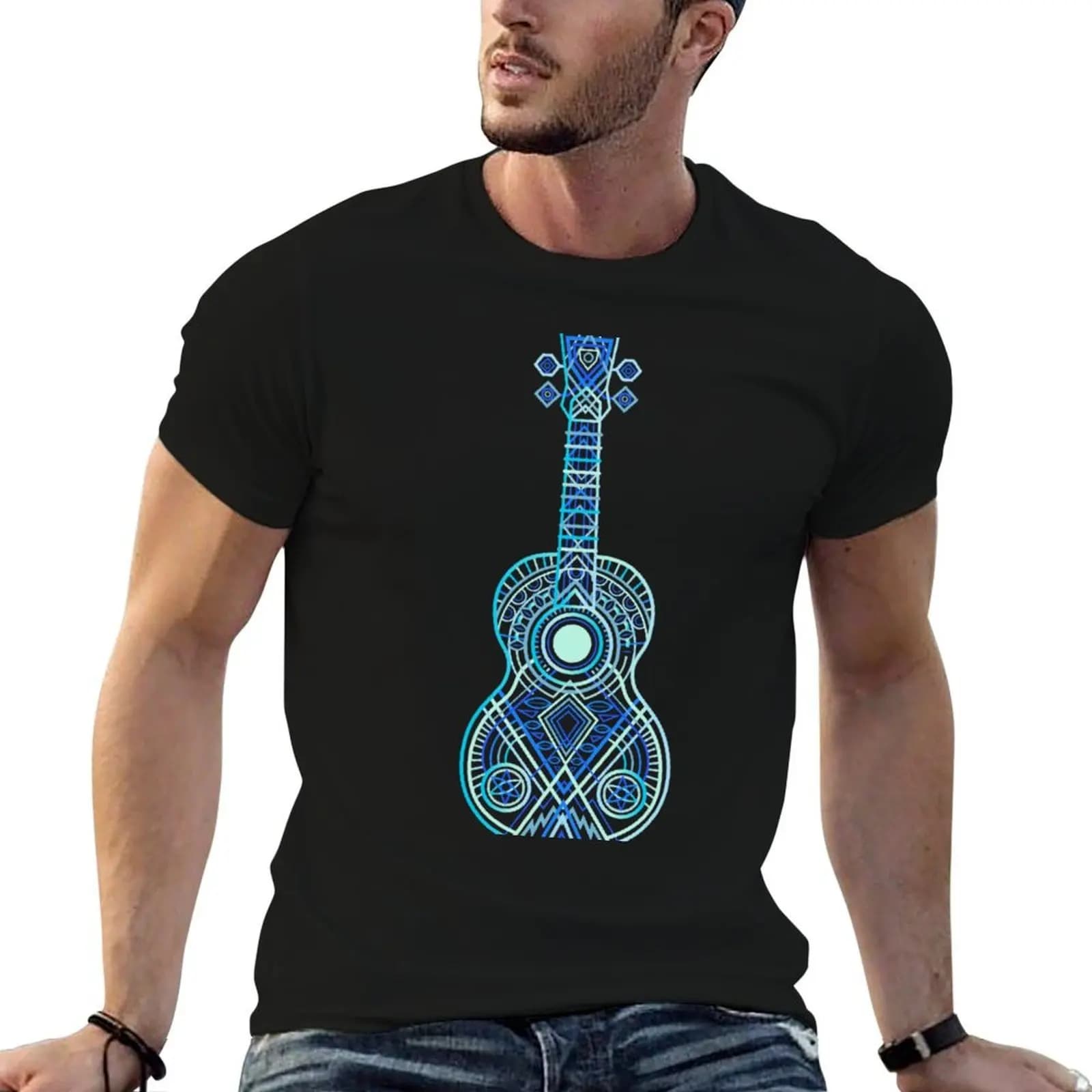 NO TEXTS 2023 String Theorys 1 Bright Blues 100 Days of Ukuleles T-shirt con grafica per uomo T-shirt
