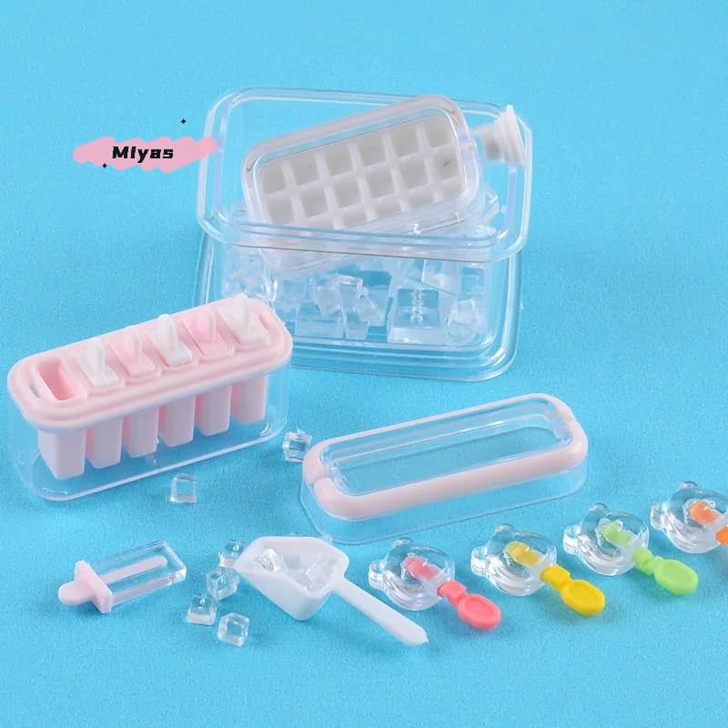 1 Set Accessori per bambole 1/6 Casa delle bambole in miniatura Gioco di cibo Decorazione Mini manico Scatola per ghiaccioli Giocattoli modello Ice Bo-x