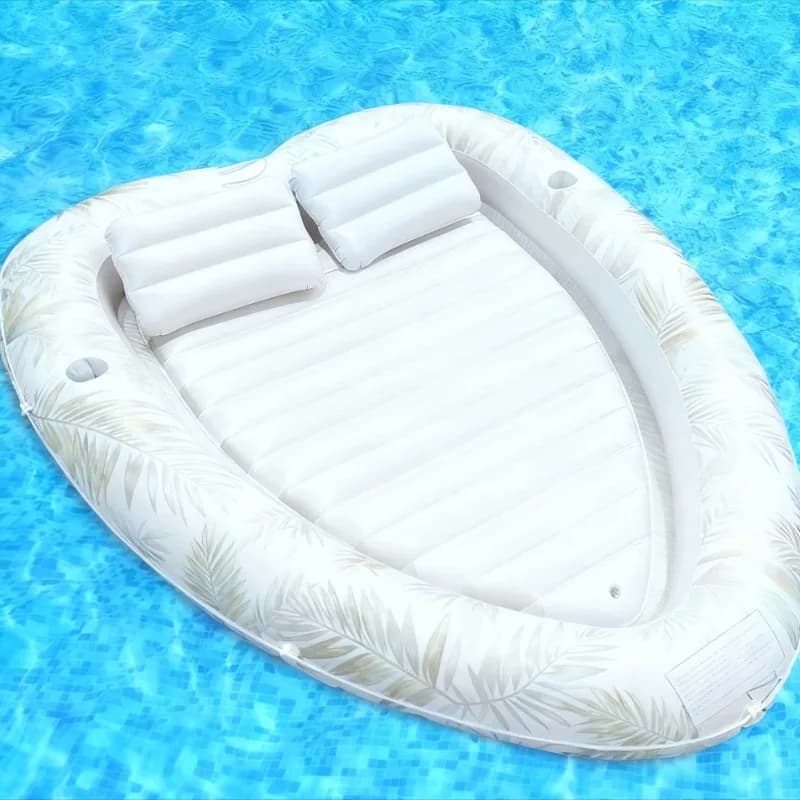Materassino Gonfiabile a Forma di Cuore per Piscina, Sedia Galleggiante con Poggiatesta Ergonomico, Cuscino per Dormire sull'Acqua
