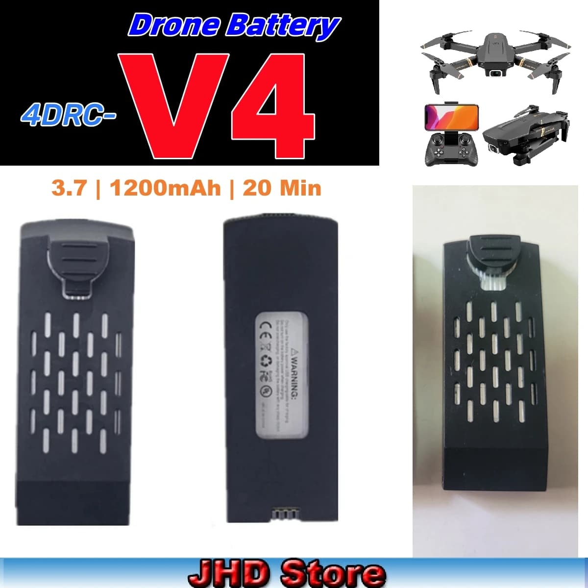 JHD Bateria 4DRC V4 Batteria 3.7V 1200MAh Per Originale 4D-V4 Drone Batteria RC Quadcopter V4 Batteria di Ricambio All'ingrosso