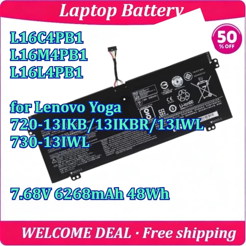 New L16C4PB1 L16M4PB1 L16L4PB1 for Lenovo Yoga 720-13IKB/13IKBR/13IWL 730-13IWL Laptop Battery 7.68V 6268mAh 48Wh Battery