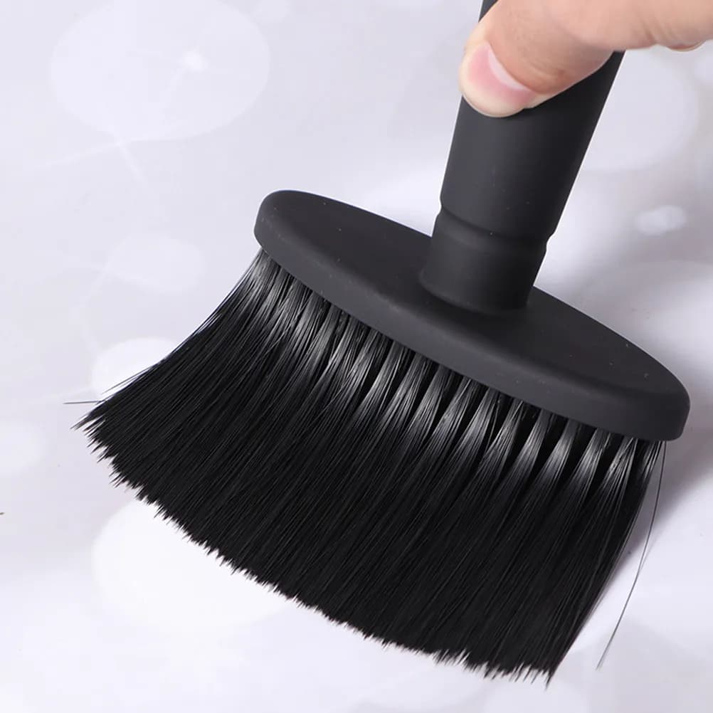 Hairdresser's Neck Brush, Nylon Hair Spool, Turned Hair Cleaning Tool, Professional Use, Black Handle, for Styling