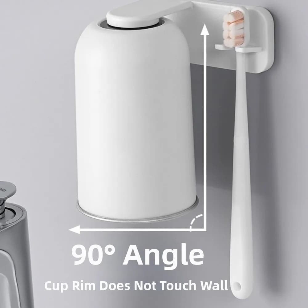 Wall Mounted Magnetic Toothbrush Holder 304 Stainless Steel Magnetic Mouthwash Cup Simple Space Saving Tooth Brushing Cup Couple