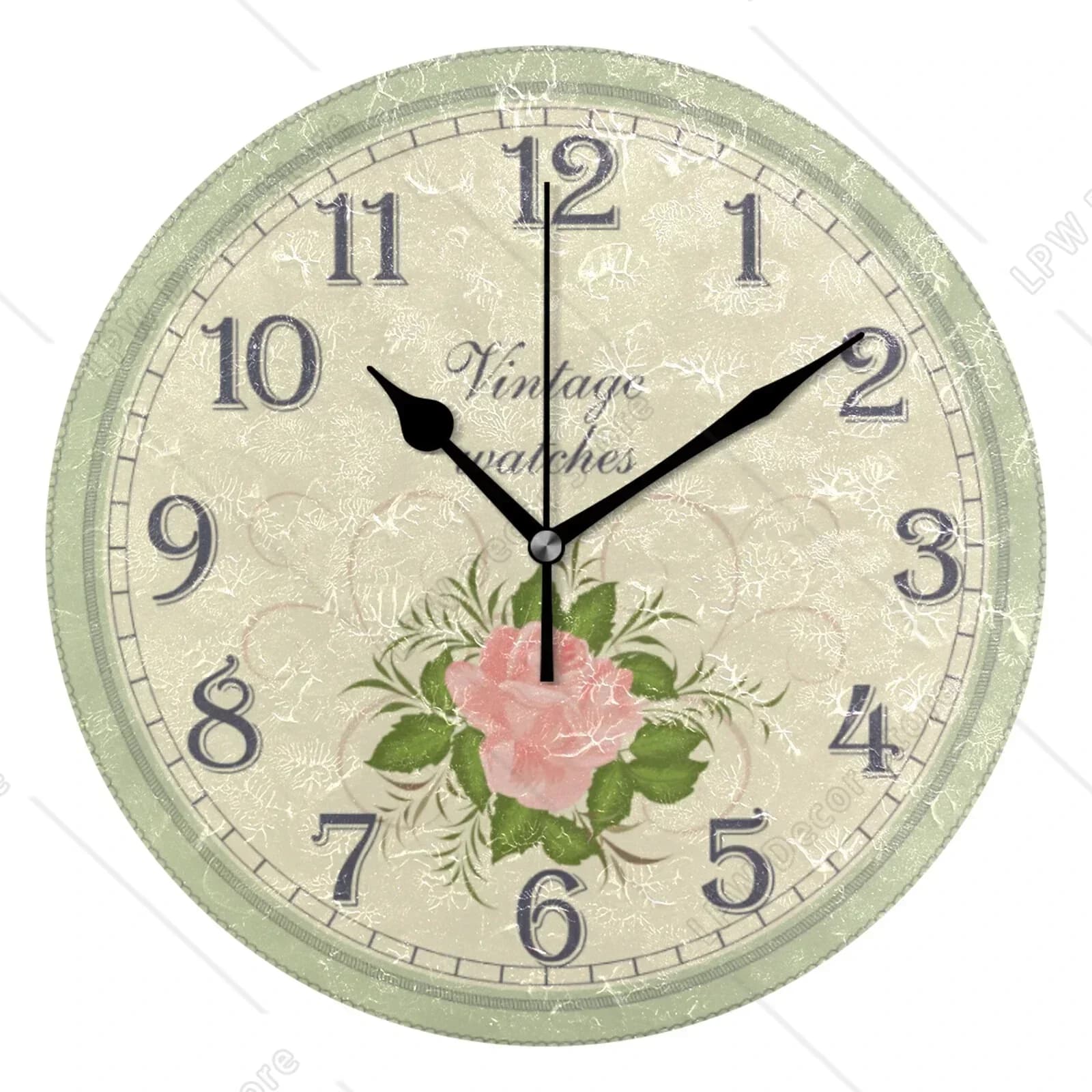 Orologio da parete rotondo silenzioso con stampa di rose antiche, orologio da parete silenzioso da appendere, orologio da scrivania silenzioso per soggiorno, camera da letto, decorazione moderna