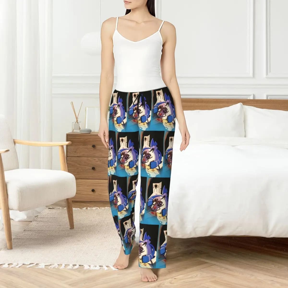 Women's pyjamas trousers with custom print R-Regular Show Nightwear for cute anime nightwear with pockets