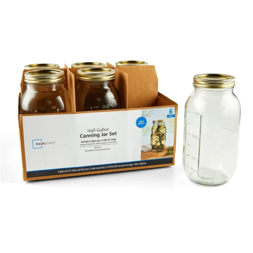 Barattoli di vetro ermetici da 64 once Barattoli per conserve a bocca larga 6 Conteggio Conservazione degli alimenti Conservazione di frutta Verdura Salse Lavabile in lavastoviglie