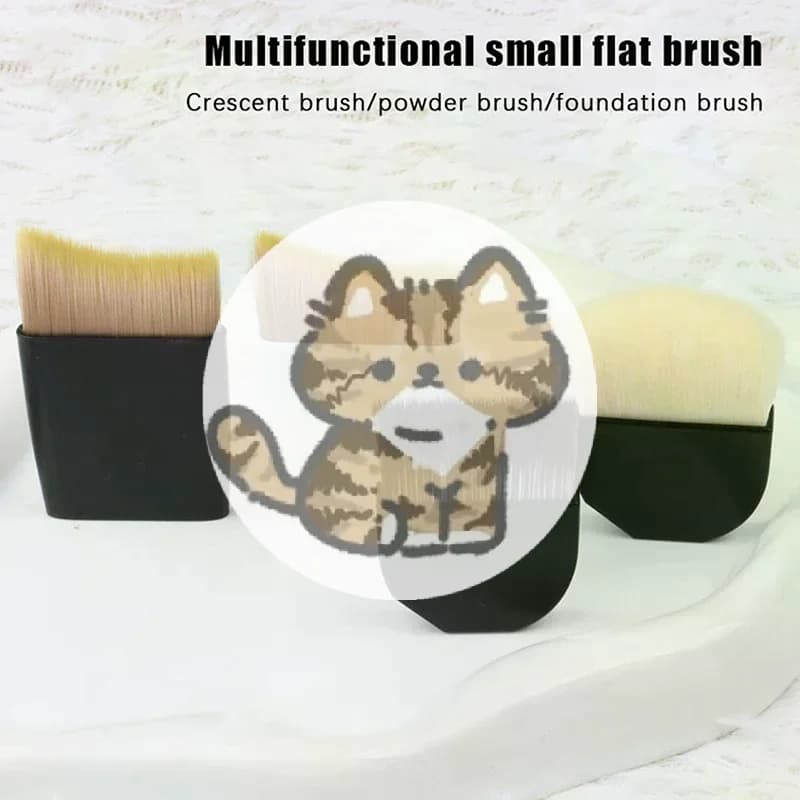 1 pz Pennello Fondotinta Ultra Sottile a Linea Singola, Pennello Maschera a Mezzaluna, Manico Corto, Setole Morbide e Soffici, Strumento Professionale di Bellezza