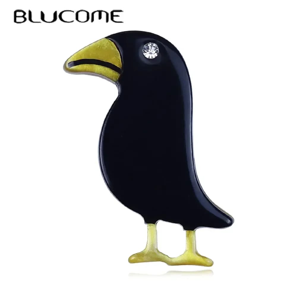 Blucome Crow Brooch Black Paint Bird Handmade Arcylic Brooches Men Women Suits Dress Hat Collar Brooch Pins Animal Scarf Buckle