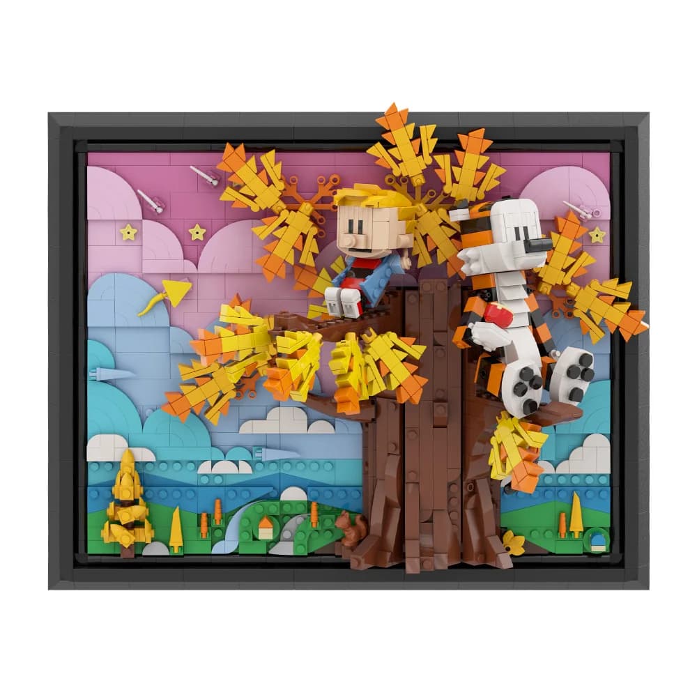 MOC Calvined e Hobbes Building Block Anime Doll 3D Dipinti d'arte Cartoon Tiger Action Figure Giocattolo di mattoni Regalo per adulti per bambini