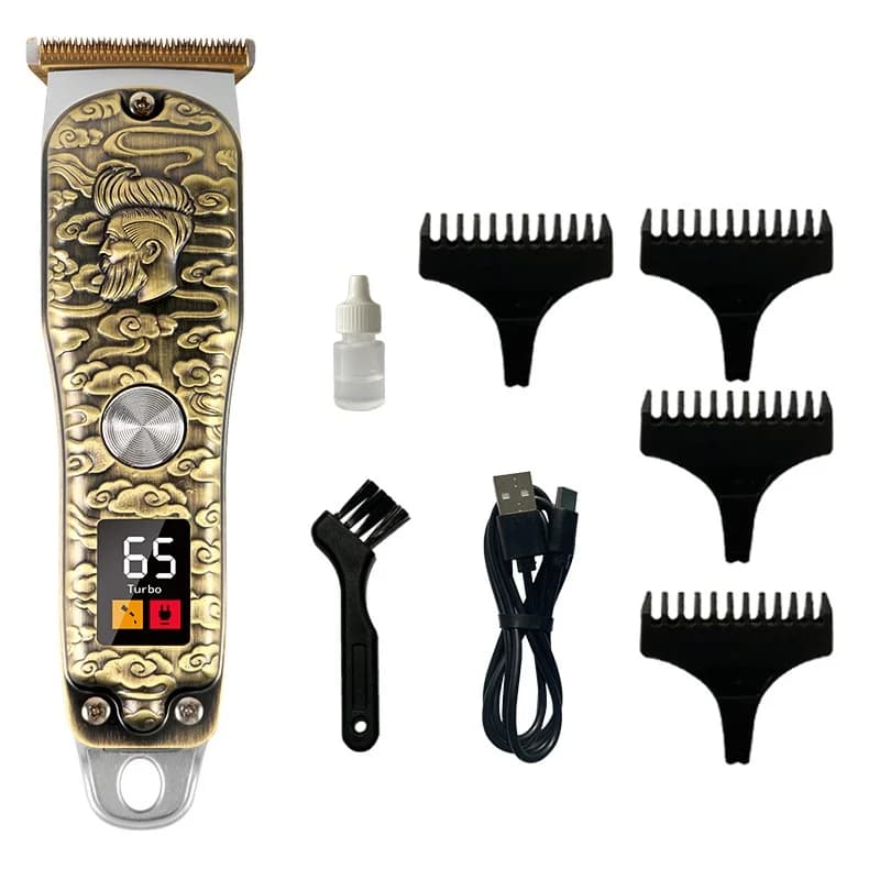 Vintage Men's Electric Hair Clipper Beard Trimmer/Rechargeable Hair Cutting Machine With Nose Hair Trimmer Kit Boyfriend Gift