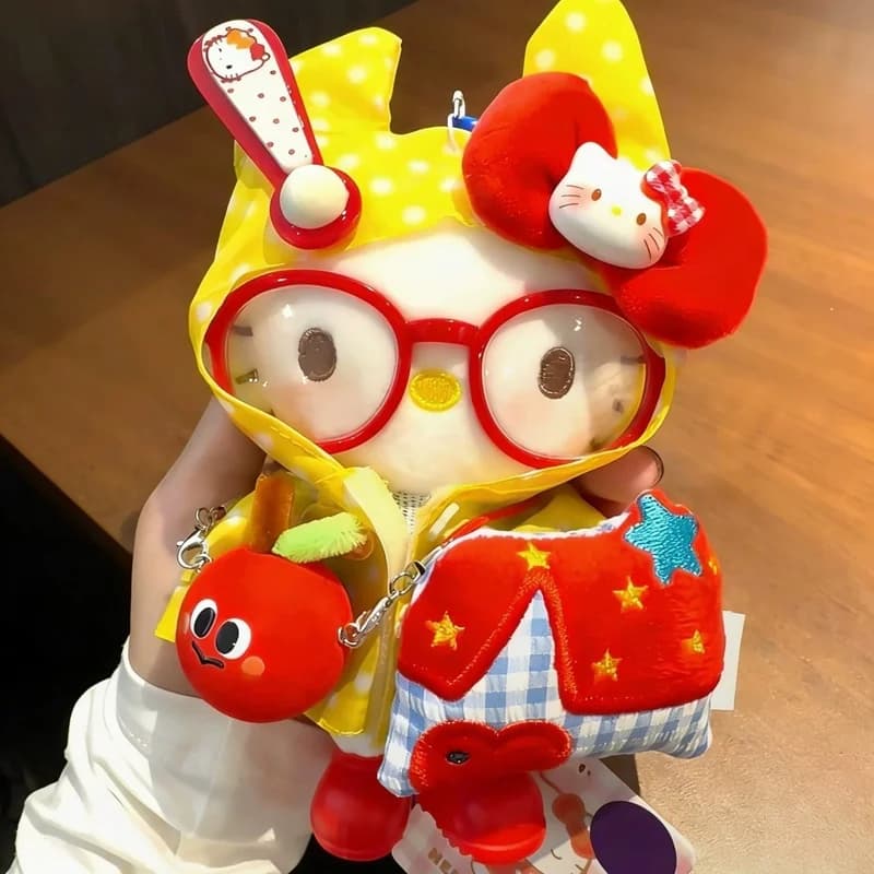 Anime Sanrio Hello Kitty cosplay impermeabile vestire cartone animato peluche portachiavi bambola di cotone PP bambola di pezza decorazione kawaii regalo