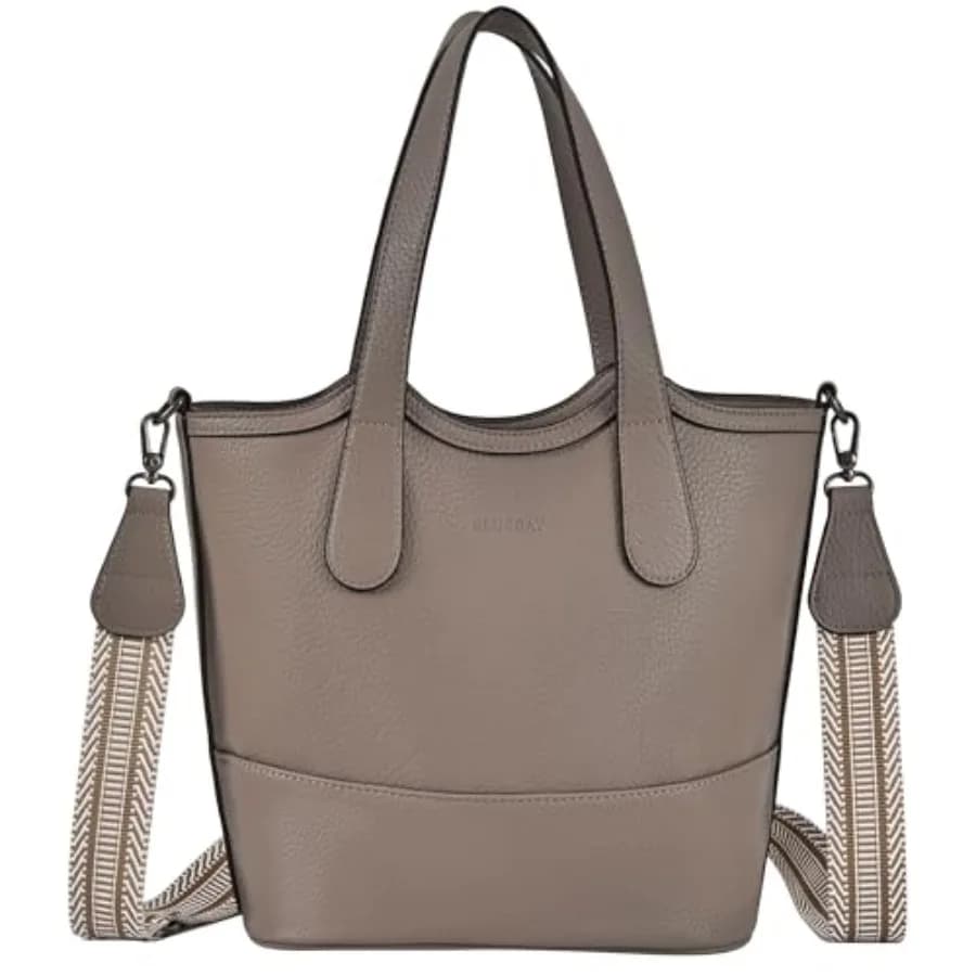 Tote Bag for Women, StrawandVegan Leather Bucket Bags Crossbody Top Handle Purses And Handbags For Work Travel Beach