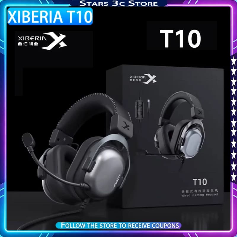 Convertible Headphones XIBERIA T10 with Removable Microphone with Noise Cancellation, Ergonomic Design, E-sports Gaming Headphones, Gamer Gift