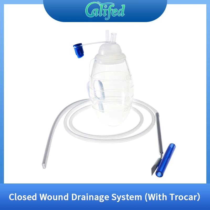 Scarico forato piatto in silicone califed con serbatoio in silicone Trocar Sistema di drenaggio a ferita chiusa Accessori chirurgici medici