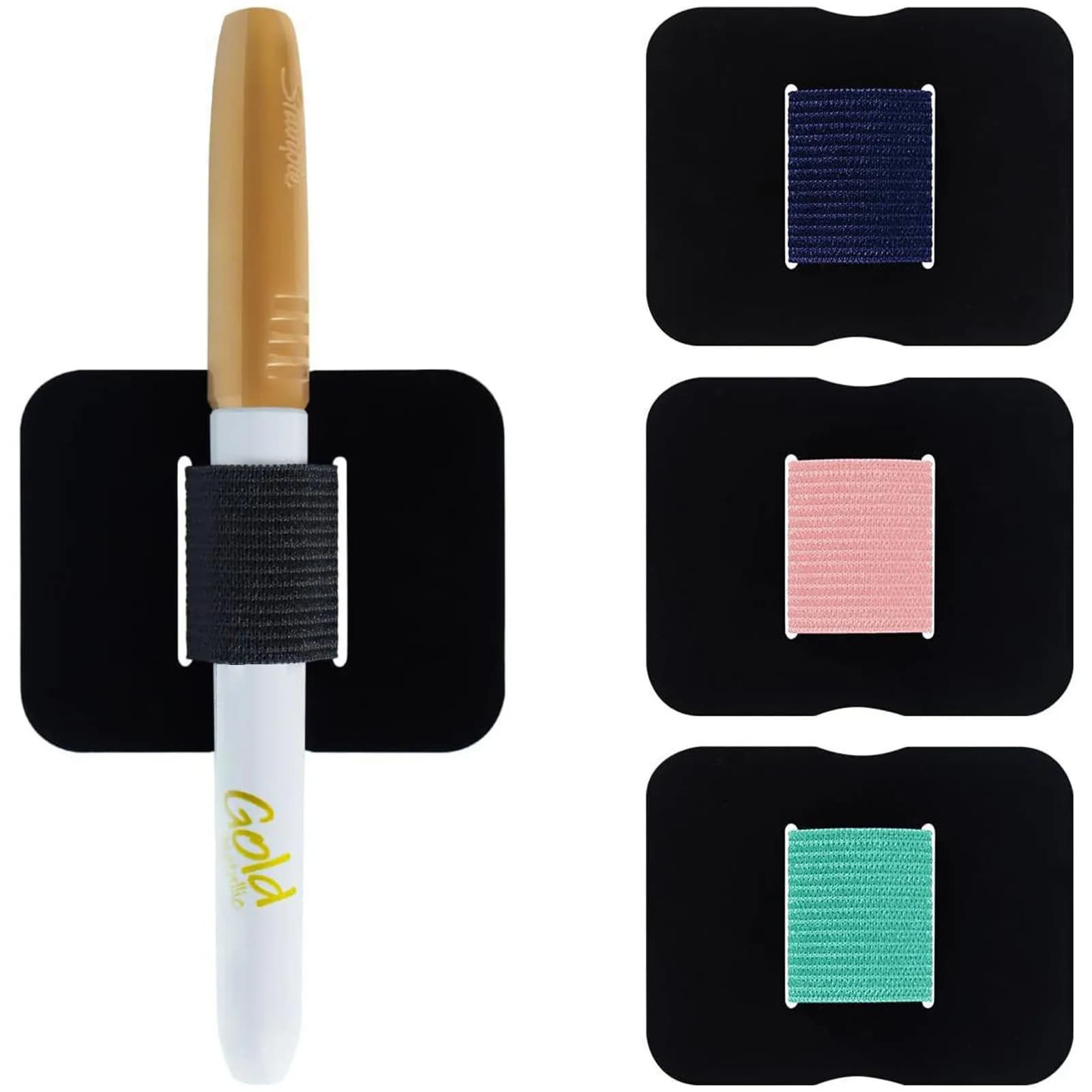 Portapenne Autoadesivo in PU per Quaderni, Portapenne in Pelle con Fascia Elastica per Clipboard, Agende, Frigoriferi e Organizzazione Scrivania