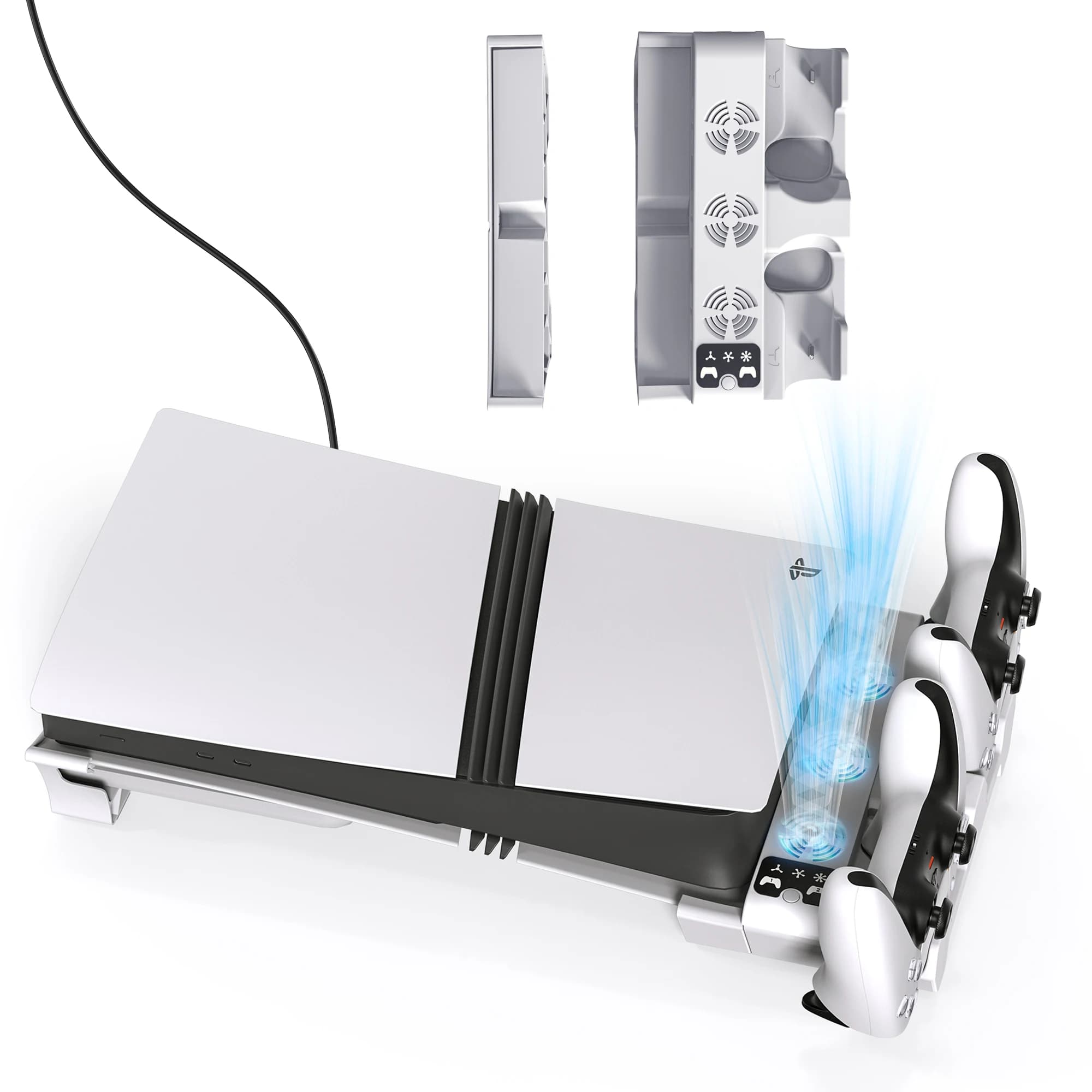 PS 5 Pro/PS 5 Dock di raffreddamento multifunzionale sottile Supporto per caricabatterie per gamepad Accessori di ricarica intelligenti