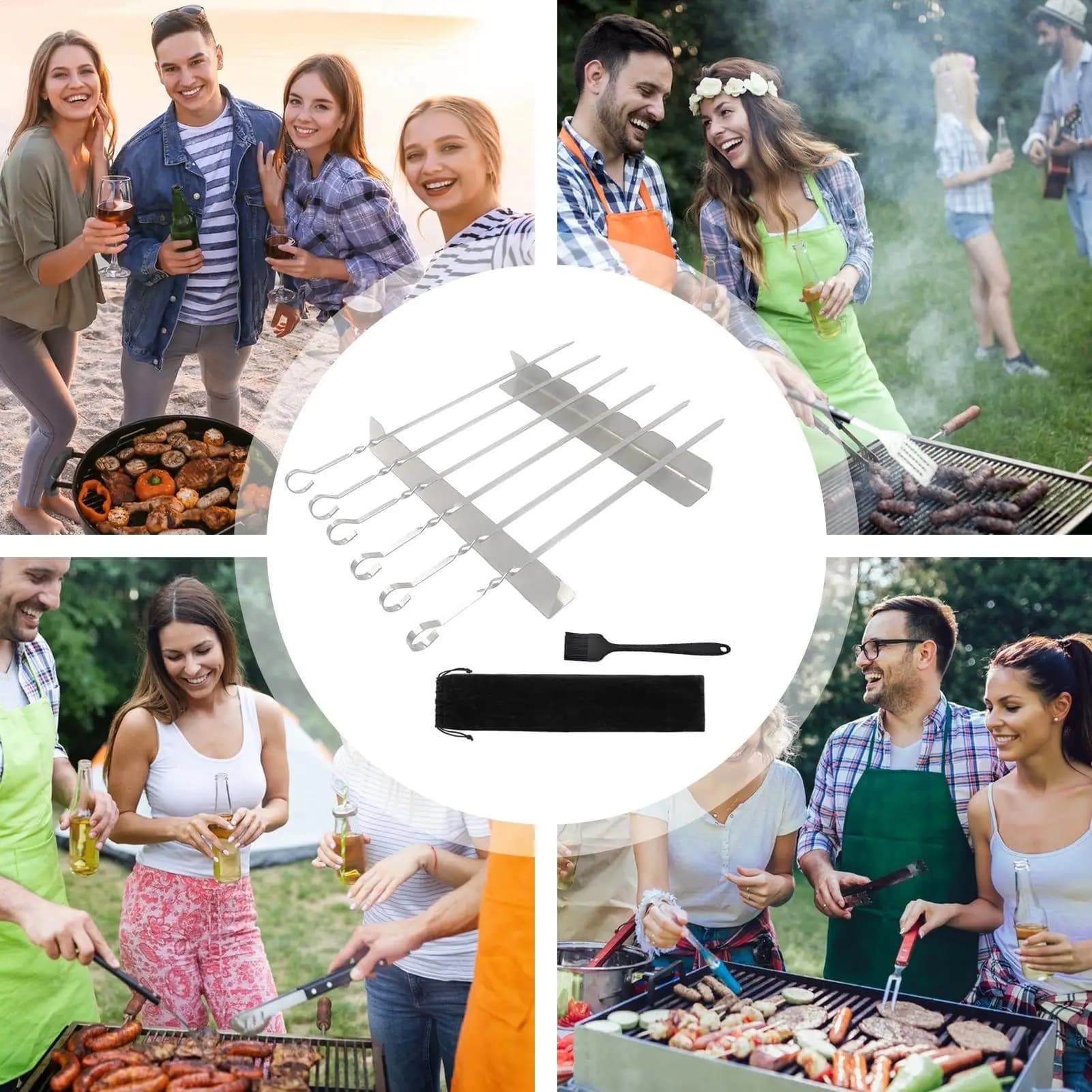 Door Skewers Door Kebab Kitchen Accessories Stainless Steel Grill Tool for Air Fryer Meat Sausage Collection Outdoor Family