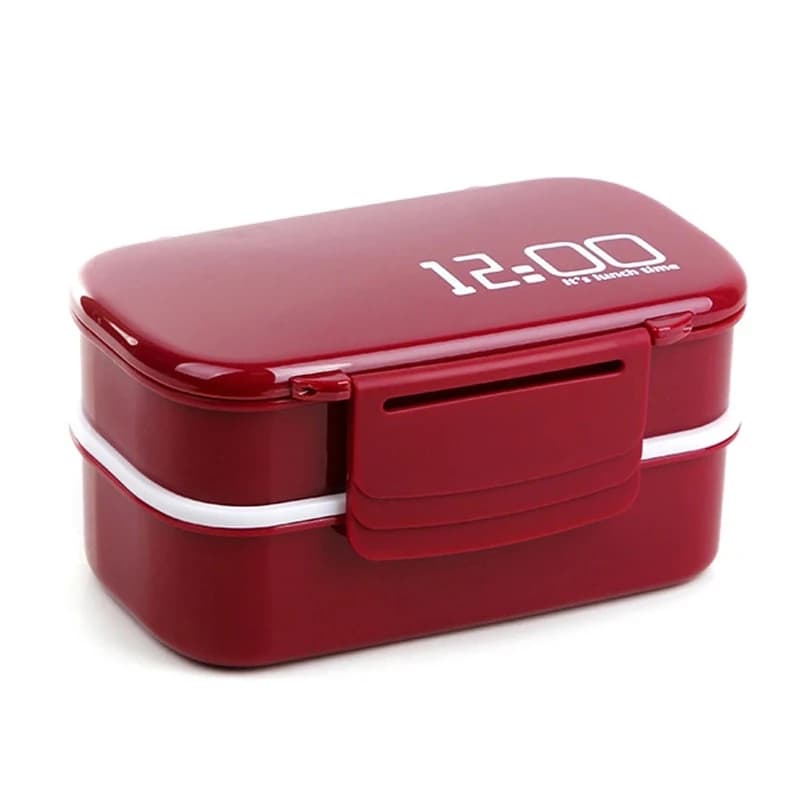 Lunch Box a doppio strato per microonde da 1400 ml Lunch Box in plastica Bento Contenitore per alimenti Lavoratori Studente Lunchbox con scomparti