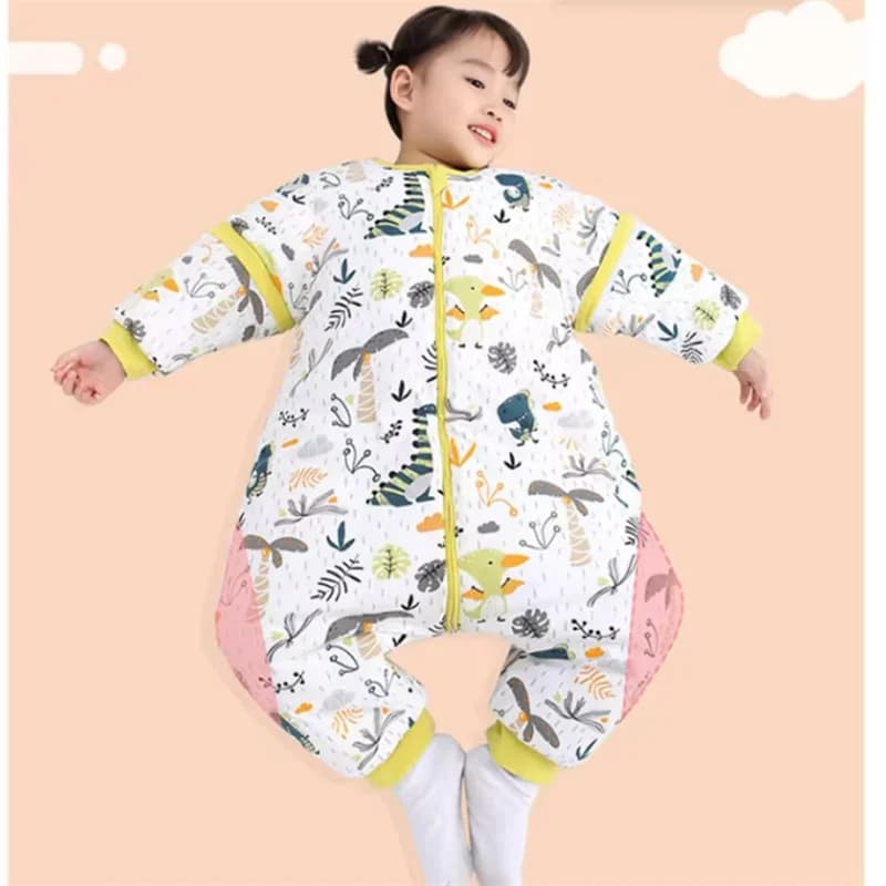 Sacchi nanna invernali in cotone caldo e spesso per bambini, sacchi nanna monopezzo con gambe separate, sacchi nanna anti-schiacciamento per neonati