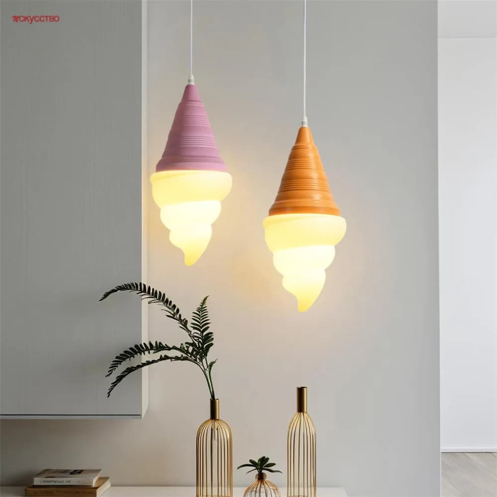 Ice Cream Creative E27 Led Pendant Lights Kids Dessert Coffee Shop Dining Room Table Bedside Home Decor Hanging Fixtures Lamp