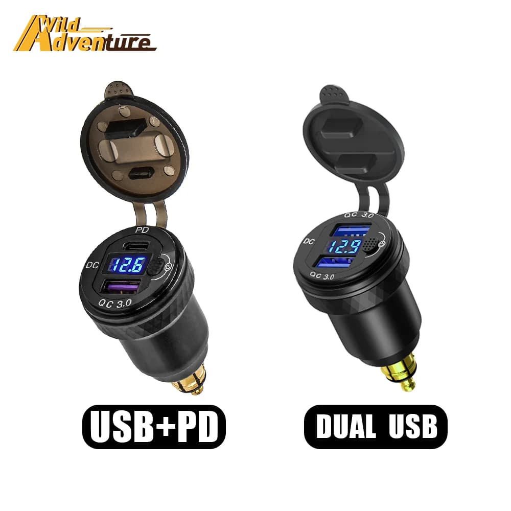 DIN Hella USB Plug PD 3.0 QC3.0 USB Charger Voltmeter Power Adapter with ON-Off Switch For BMW For Ducati For Triumph Tiger900