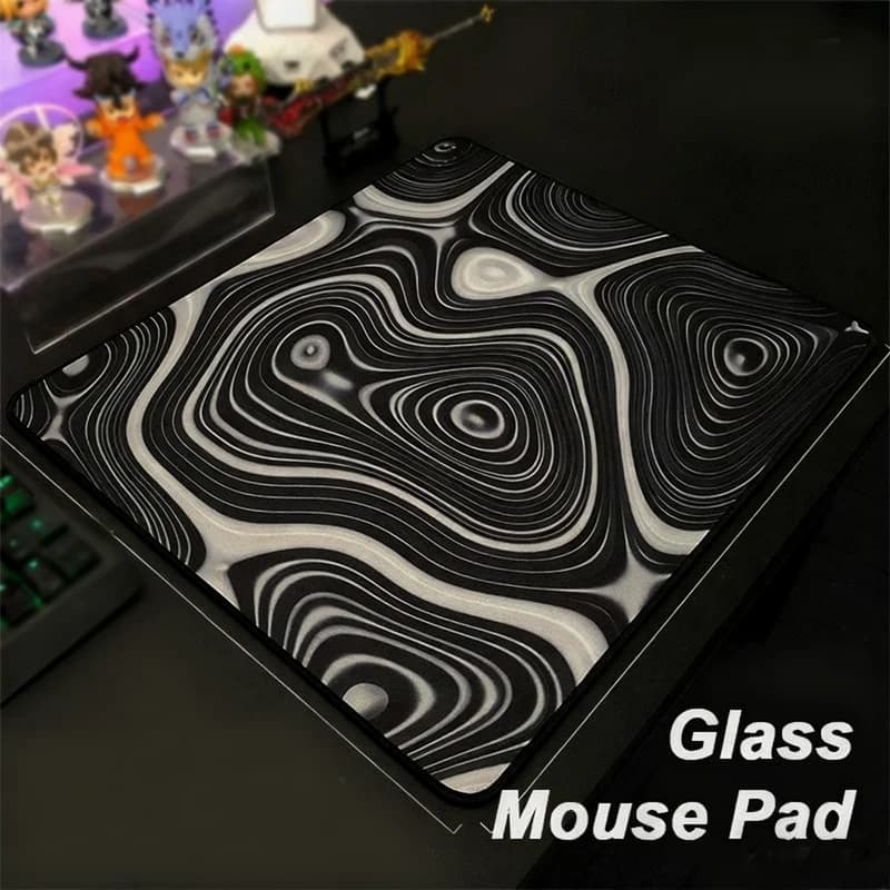Tappetino per mouse da gioco Art Line Design Hell Grey XXL Superficie in vetro temperato premium creativo per FPS professionali eSports e giochi per PC