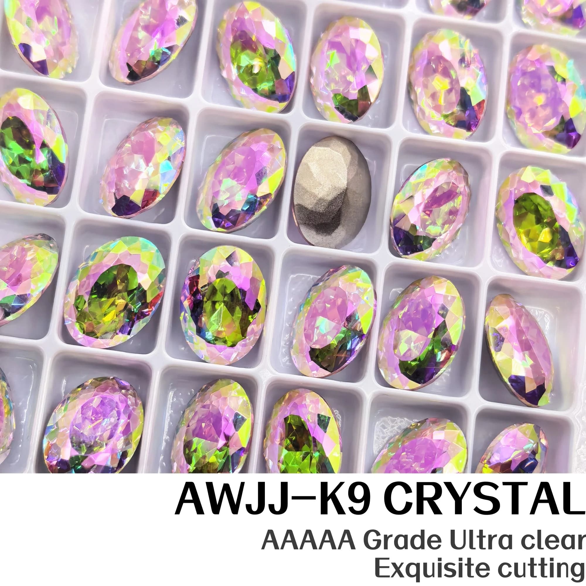 Board Pack 10*14mm Oval Nest Cut K9 Crystal Rhinestones Dense Tiny Facets Super Sparkle Pointed Back for Nail Jewelry DIY