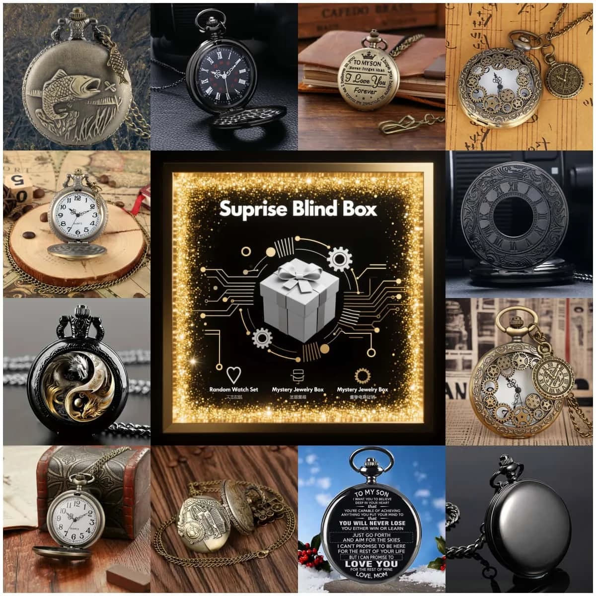Fashionable Vintage Men's Quartz Pocket Watch With Blind Box For 1 Piece Surprise Mysterious Watch, Random Holiday Watches, Men's And Women's Gift
