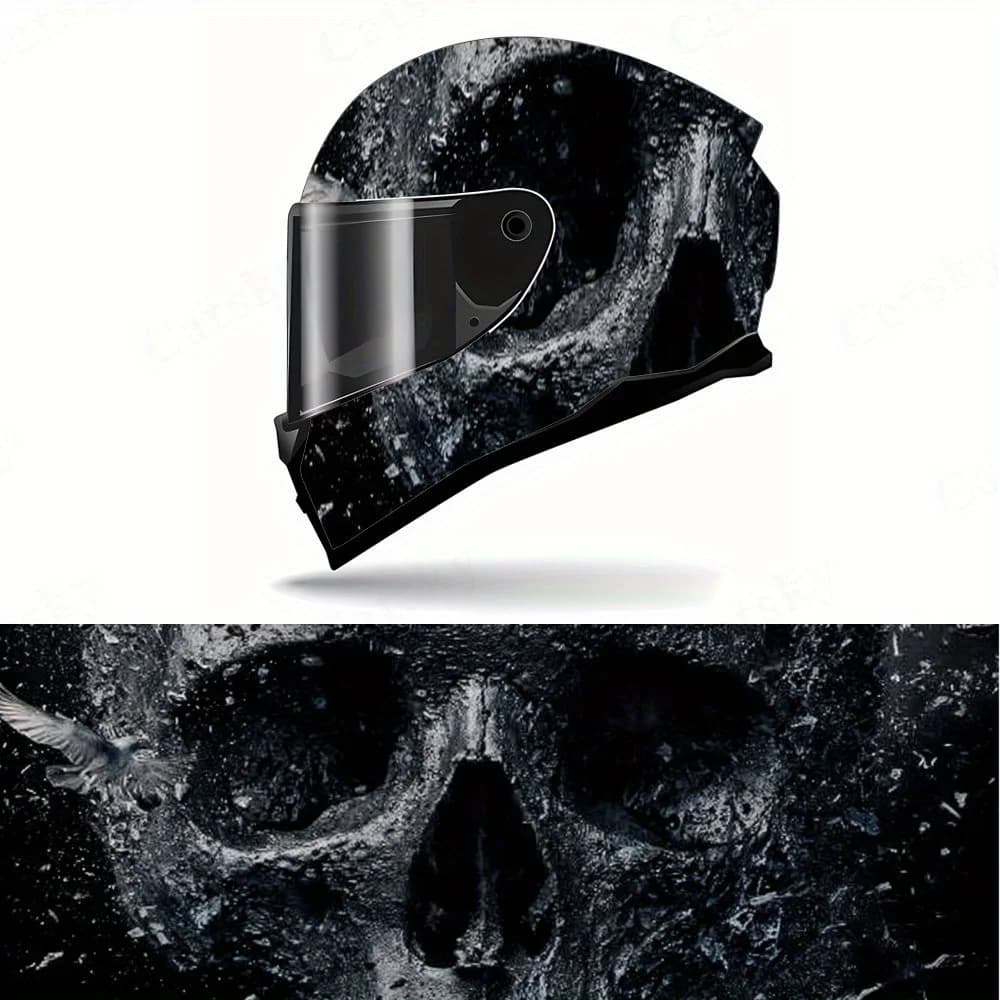 Adesivo per casco da motociclista stile Shadow Skull - Pellicola protettiva UV impermeabile e resistente ai graffi con etichetta staccabile, adatta per A