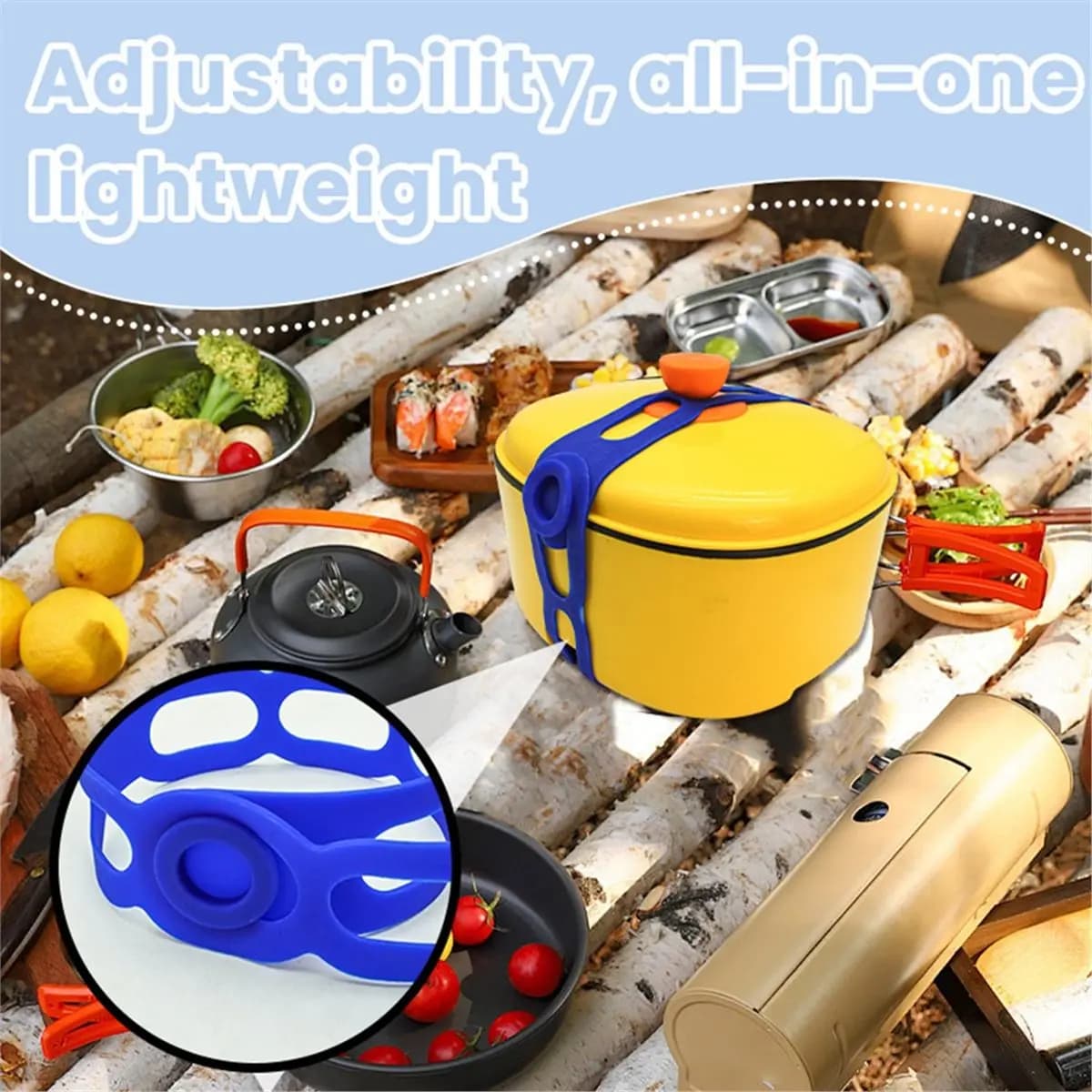 4 Pcs Silicone Pot Cover Fixing Strap for Minimalist Storage of Yoga Mats, Curtains & More Black