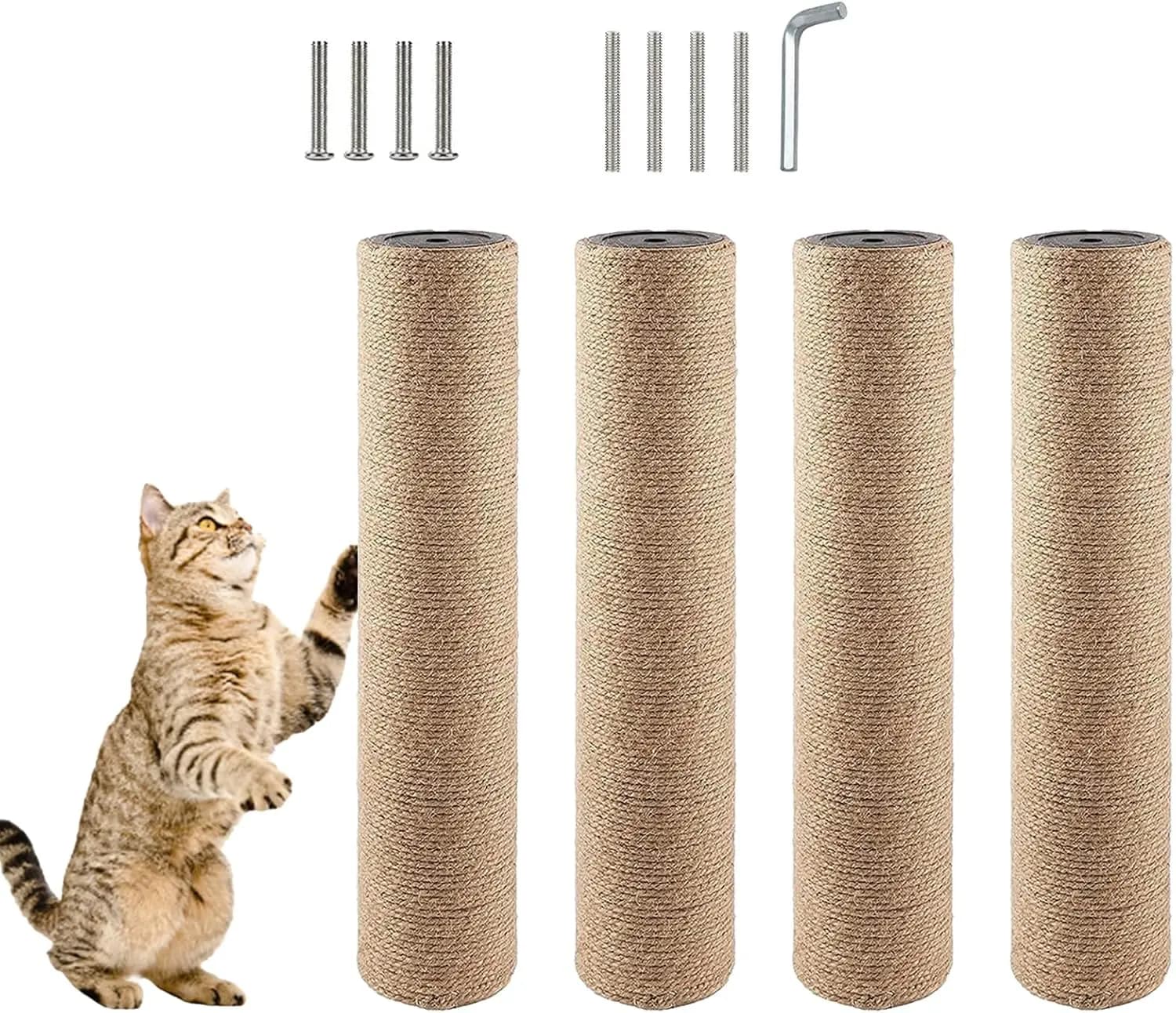 4 Pezzi di Ricambio per Tiragraffi per Gatti da Interno, 15,7 x 3,1 Pollici, Parti di Ricambio per Tiragraffi in Juta Naturale