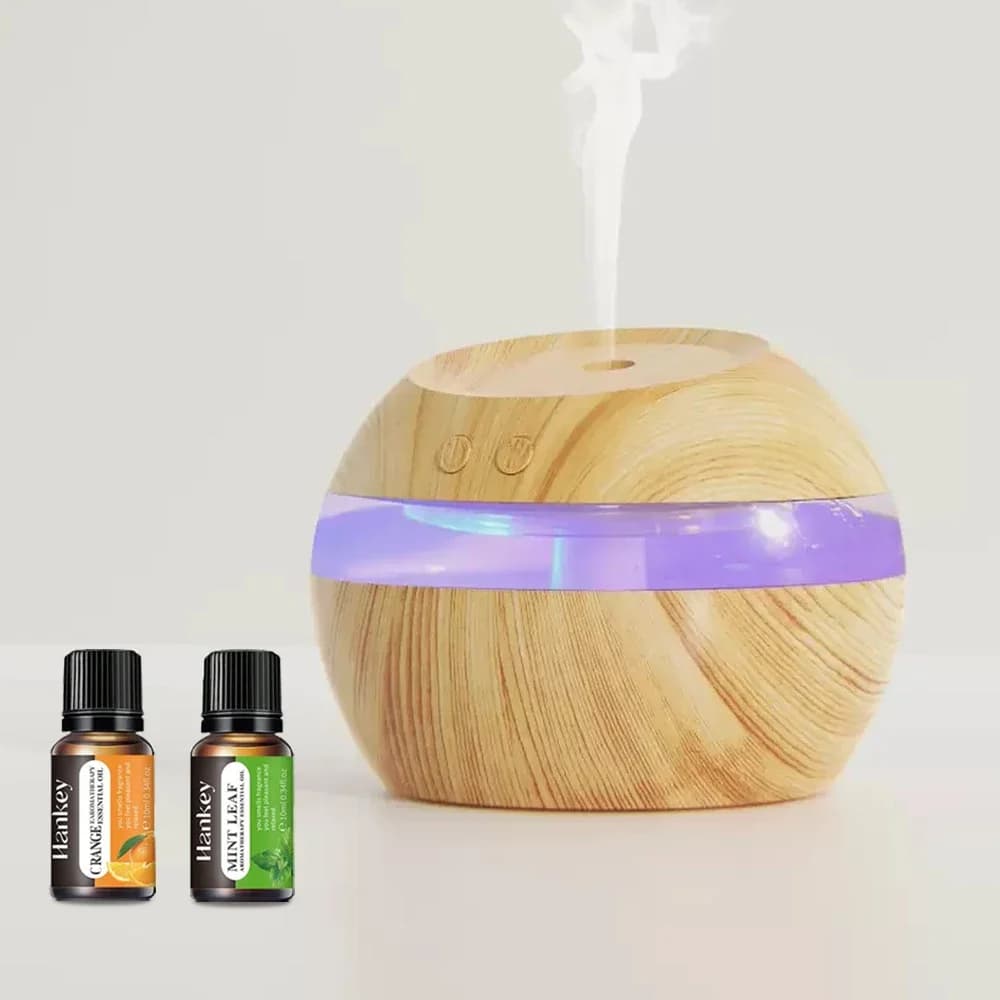 Elegante Umidificatore Aromaterapico Effetto Legno 300ml Diffusore USB per uno Spazio Calmo e Rinfrescante