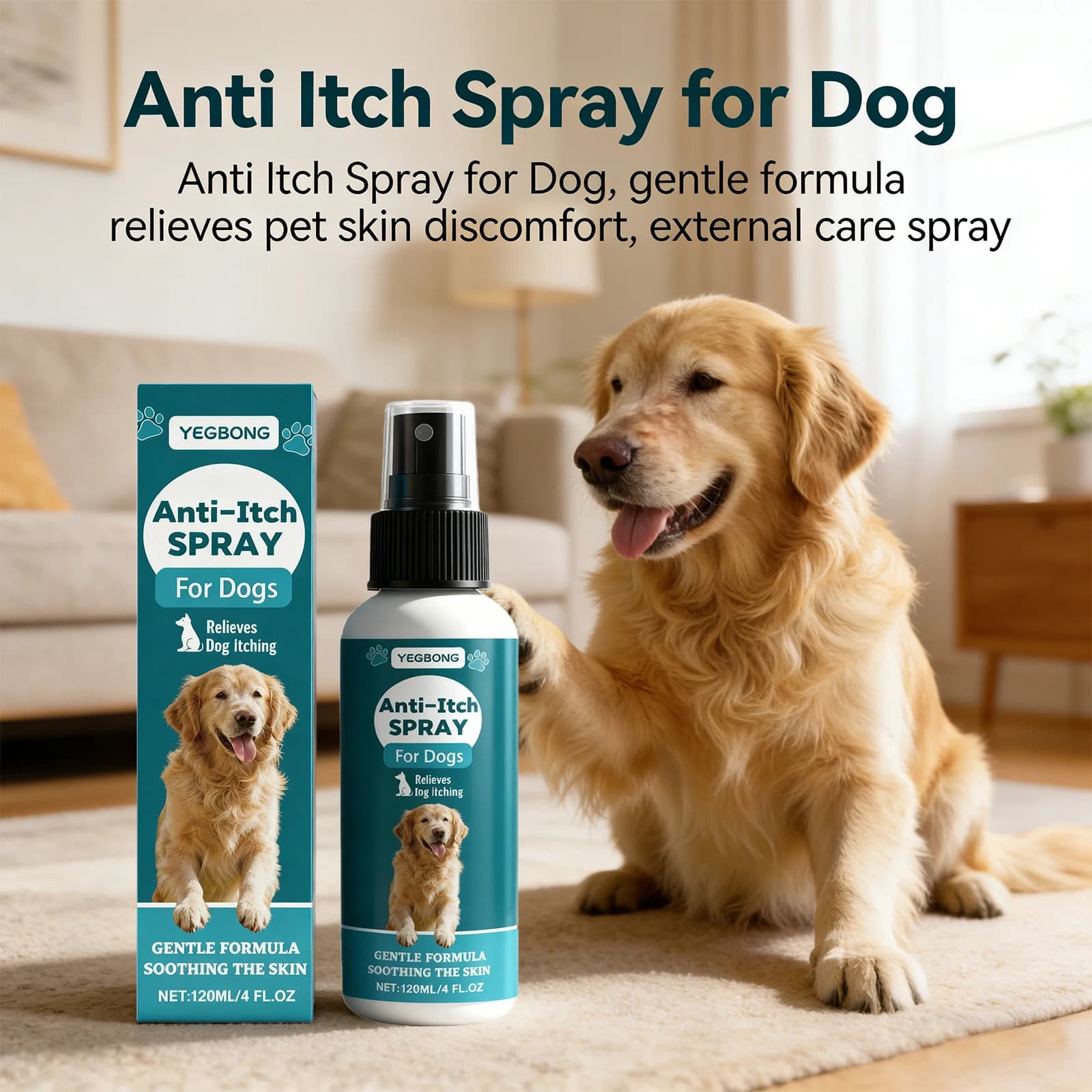 Anti Itch Spray for Dog Itch Relief Soothing Dog Skin Discomfortable Remove Mites Reduce Redness Pet Skin Repair Spray 120ml