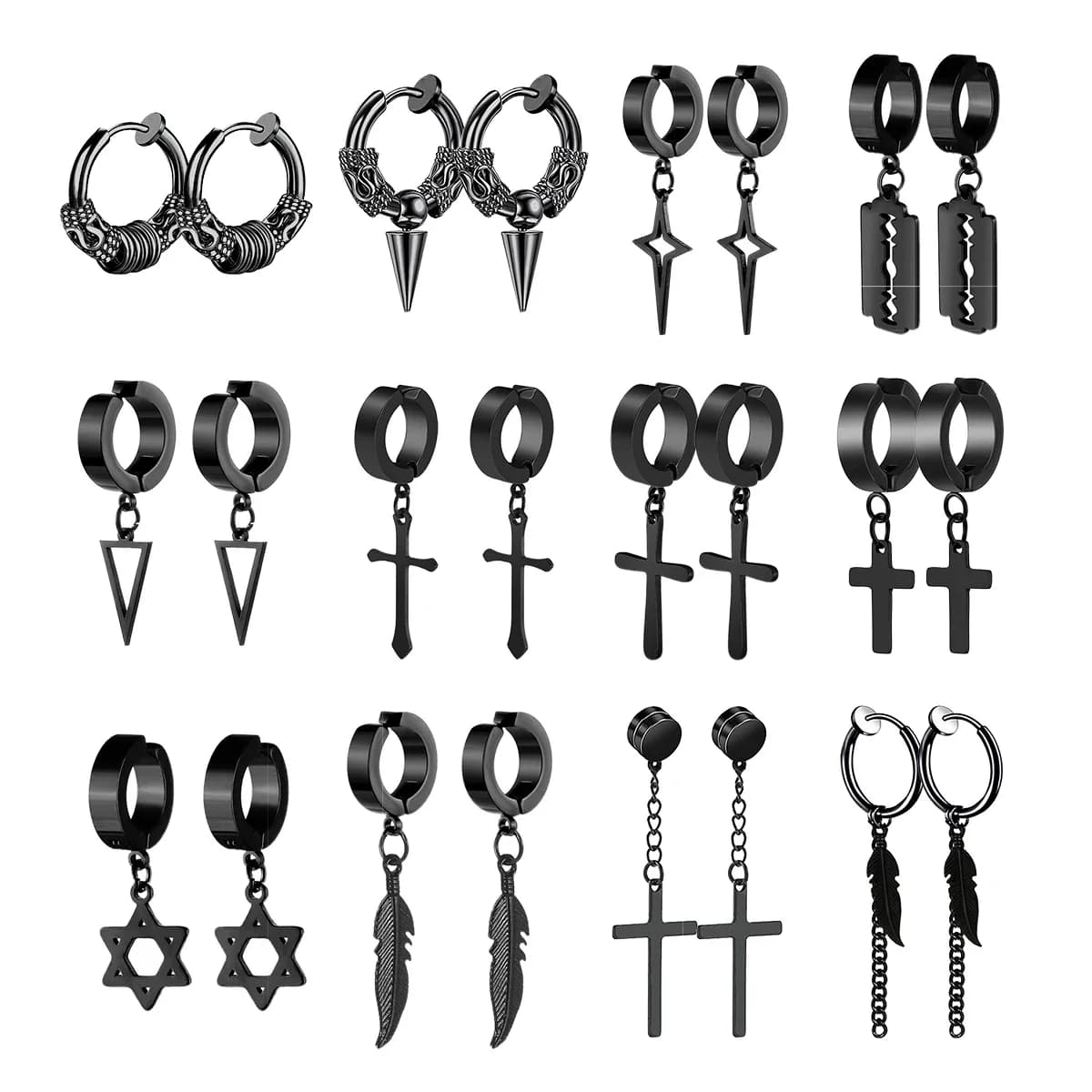 1 paio di orecchini alla moda con ciondolo a forma di croce, orecchini non penetranti, orecchini finti, regalo per gioielli da uomo e donna