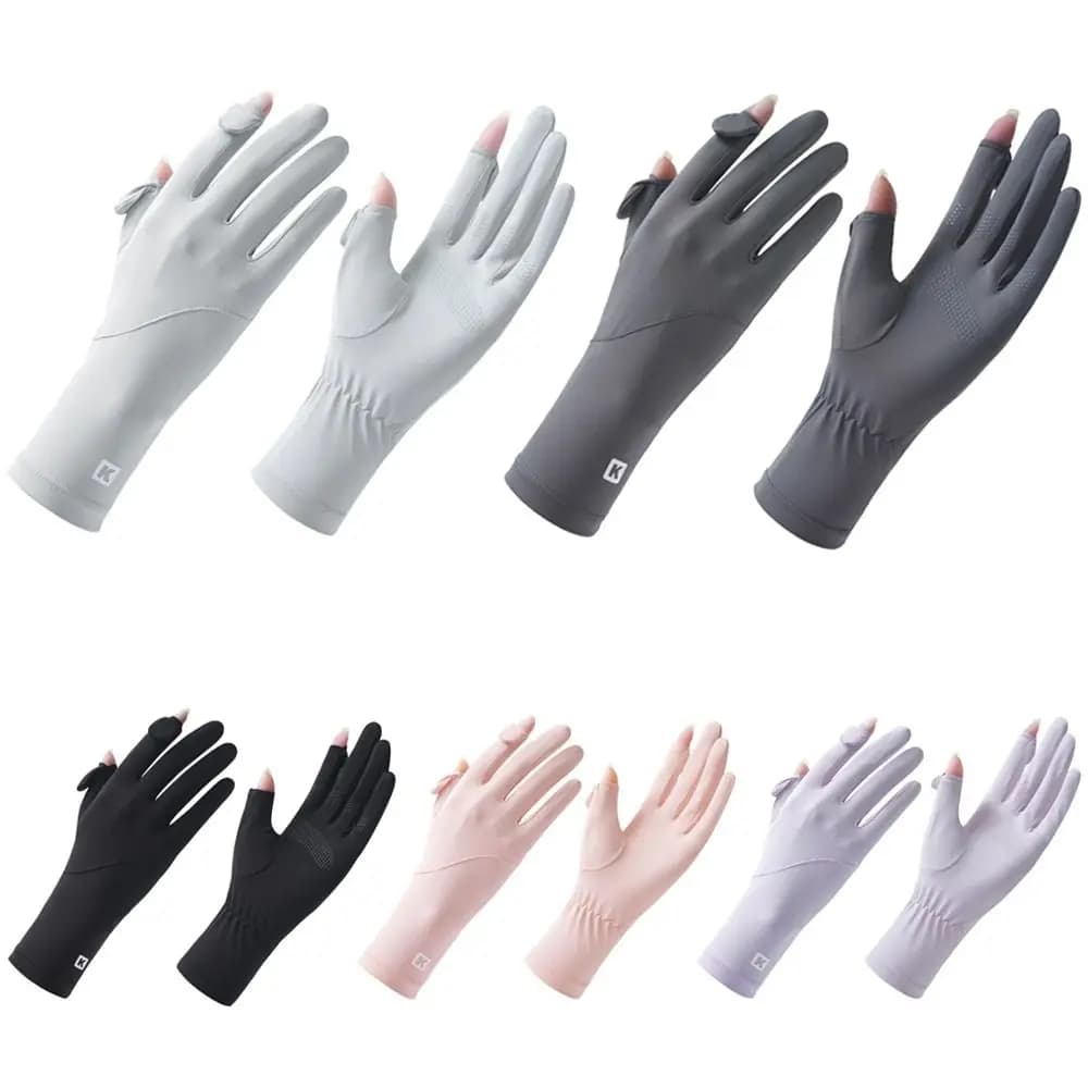 Fashionable Slim Solar Protection Gloves Elastic Silk Gloves Anti-uv Gloves for Solar Protection with Women's Touch Screen Non-slip