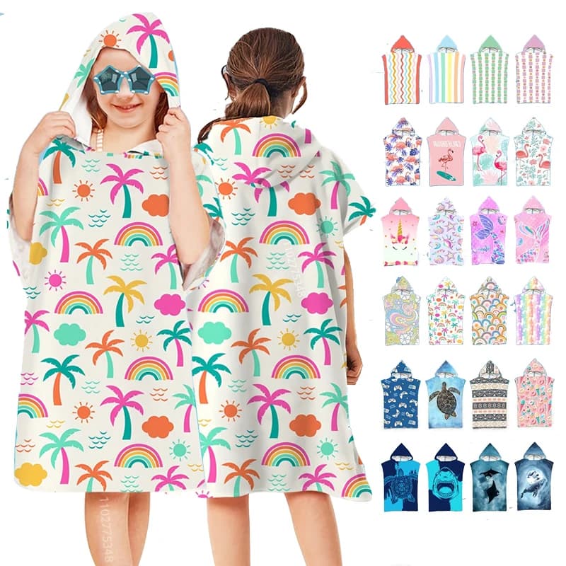 Beach towel for boys and girls Bathroom towel with hood Children's pool towel with hood