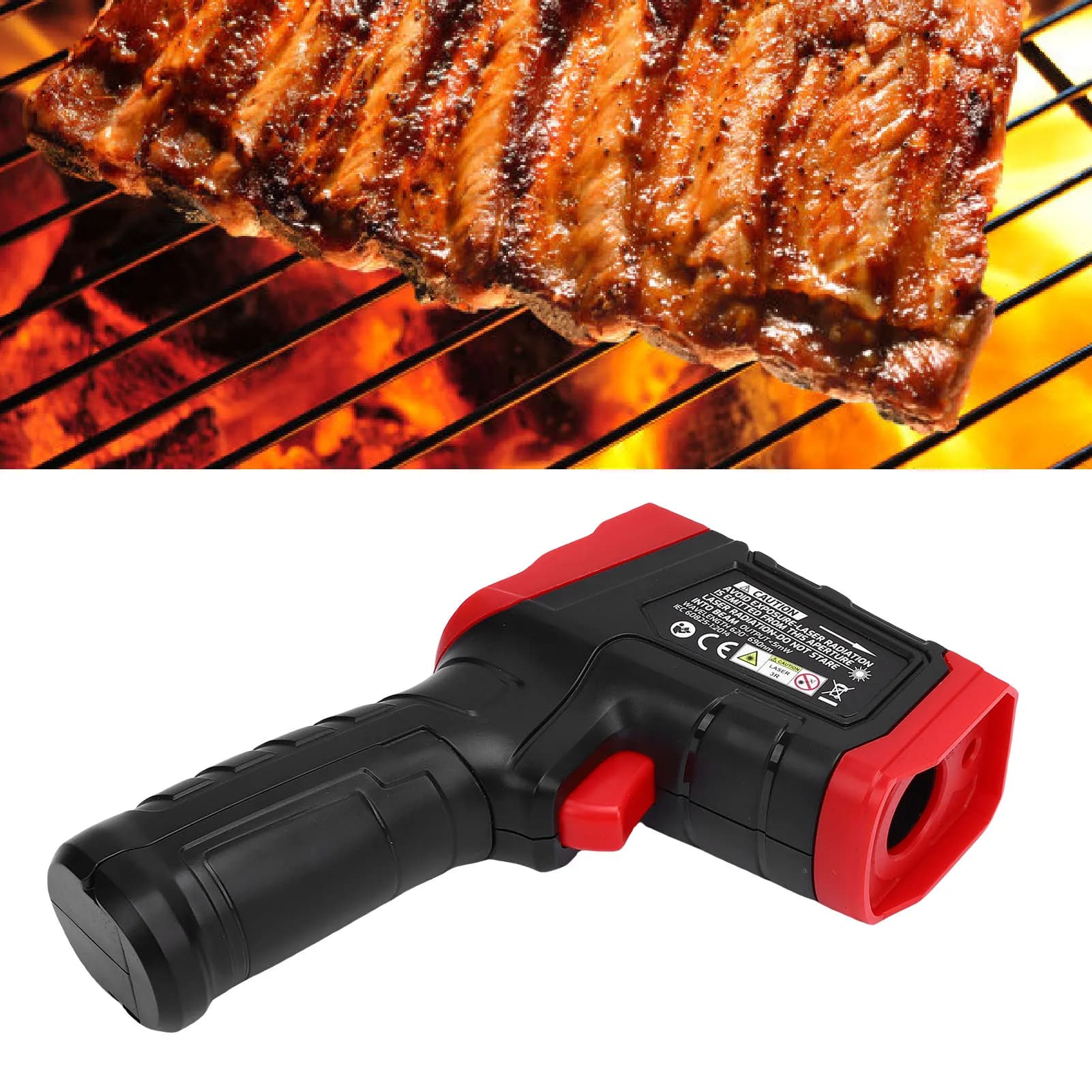 Infrared thermometer -32 ° C to 400 ° C 37 ° F to 932 ° F IR thermometer with LCD high precision display for cooking frying kitchen barbecue