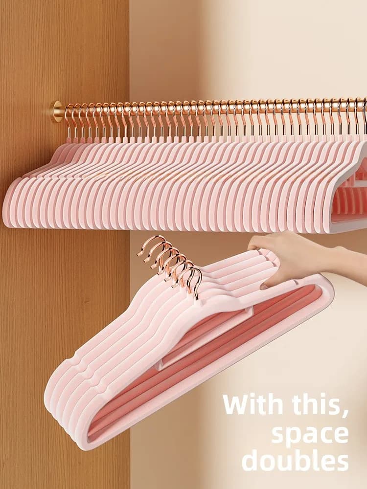 Flesh coat hanger for home use, thick coat hanger for wardrobe, large storage tool for dormitory and students, seamless.