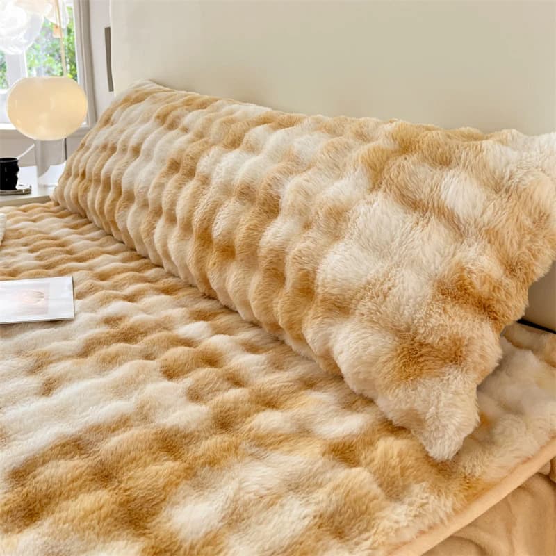 Fodera per cuscino lunga in pelliccia di coniglio, singola, in velluto latte, per inserto cuscino, set invernale matrimoniale, accessori per la biancheria da letto in fibra di poliestere