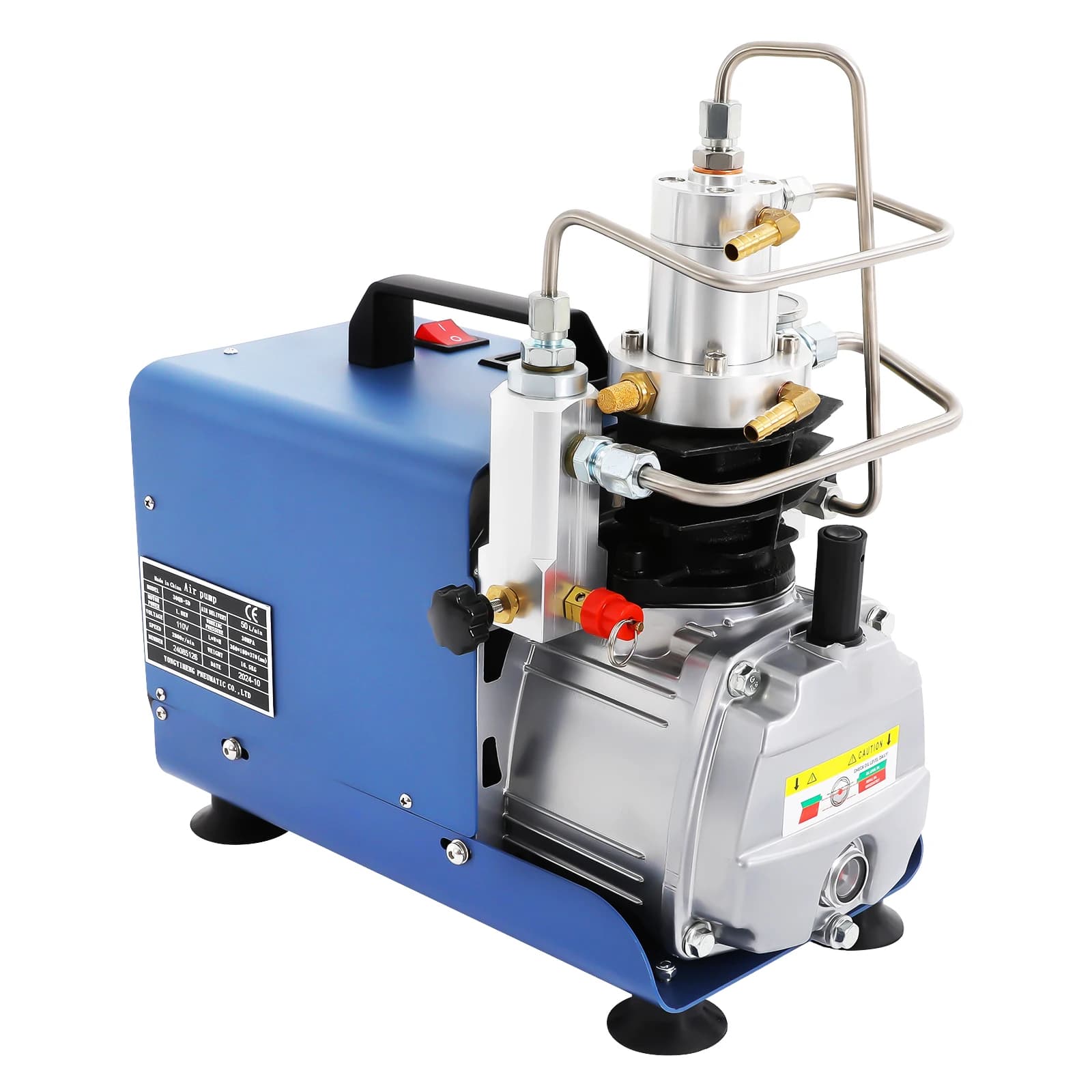 Compressore d'aria ad alta pressione 300 Bar, 1.8KW 2800RPM, set pompa elettrica portatile con manometro e termometro